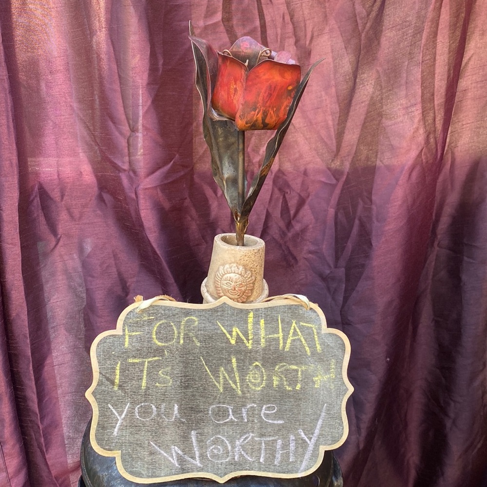 414-You Are Intriguing ❤️ Handcrafted Metal Rose